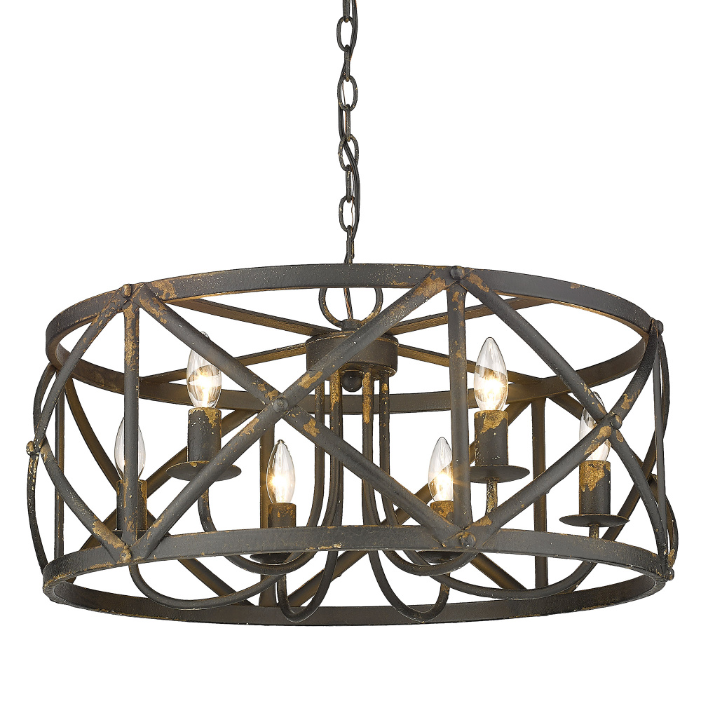 Golden Lighting Alcott 6-light Chandelier in Antique Black Iron